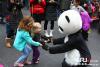 2014年1月25日，华盛顿中国新年家庭日活动现场，美国小朋友与工作人员扮演的熊猫互动。（张旭 摄）
