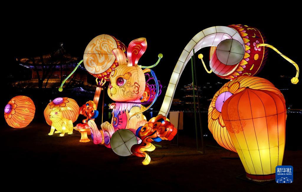 1月24日拍摄的西安大唐芙蓉园内的花灯。